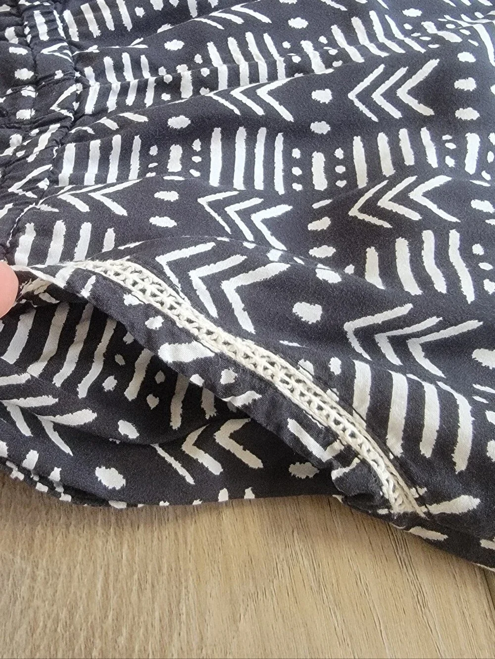Old Navy Print Jump Rayon Black White Geometric Jumpsuit Girls Sz L (10-12) Boho